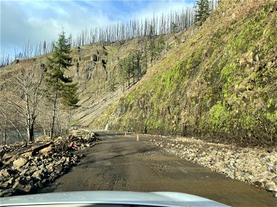 Rockfall along Hwy 224 Mt. Hood National Forest