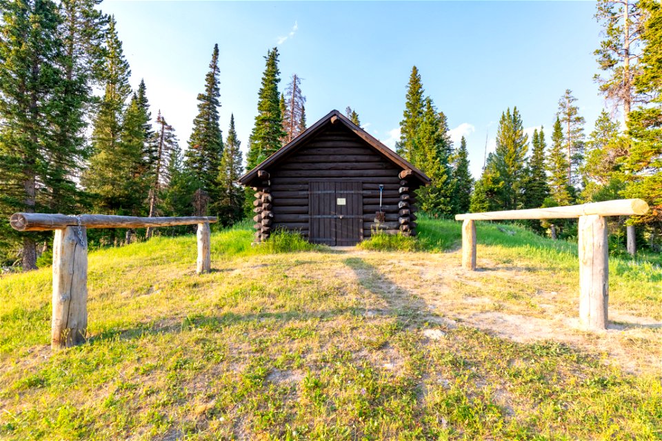 Heart Lake Patrol Cabin: barn south face