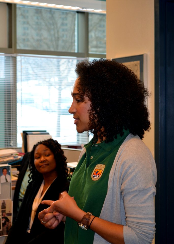 Equal Employment Specialist Mandy Wise educates students at Gordon Park High School in St. Paul about the Service's mission