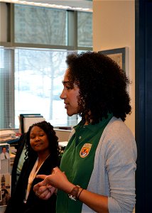 Equal Employment Specialist Mandy Wise educates students at Gordon Park High School in St. Paul about the Service's mission photo