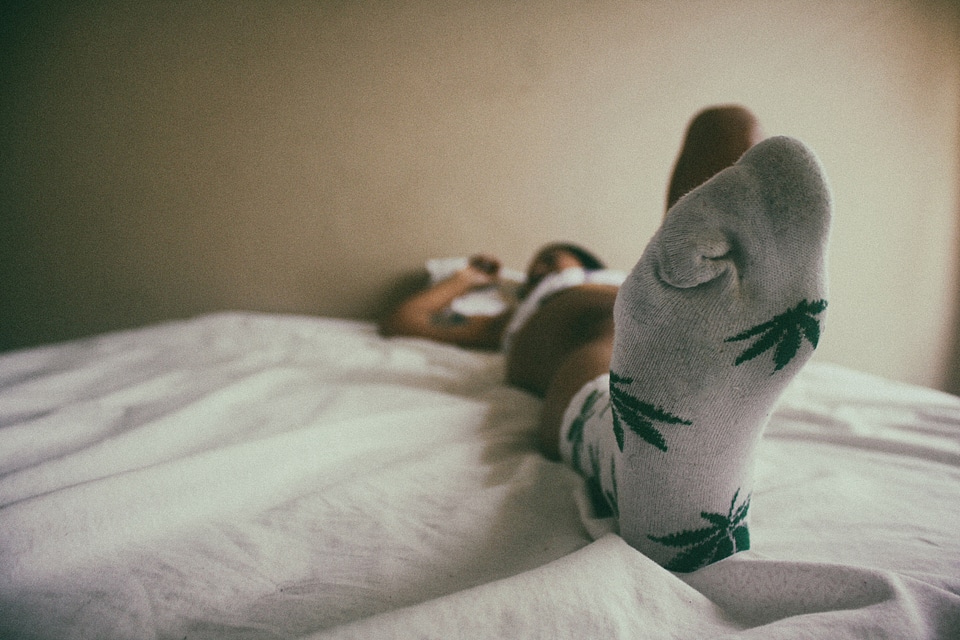 Woman Lying on Bed photo