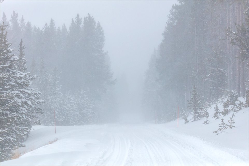 Road views during a winter storm