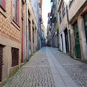 Very steep street Porto Portugal photo