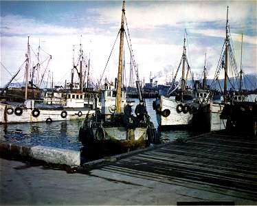 C-982 - An Icelandic trawler, coming into docks after spending a few days fishing. Reykjavik, Iceland. 30 March, 1943. photo