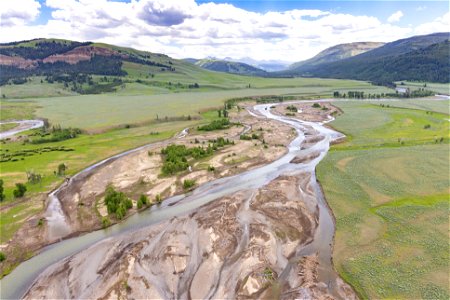 Yellowstone flood event 2022: Lamar River and Lamar Valley (after 2)