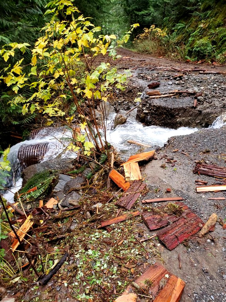 Flood Road Damage Forest Road 30, mile post 10.2