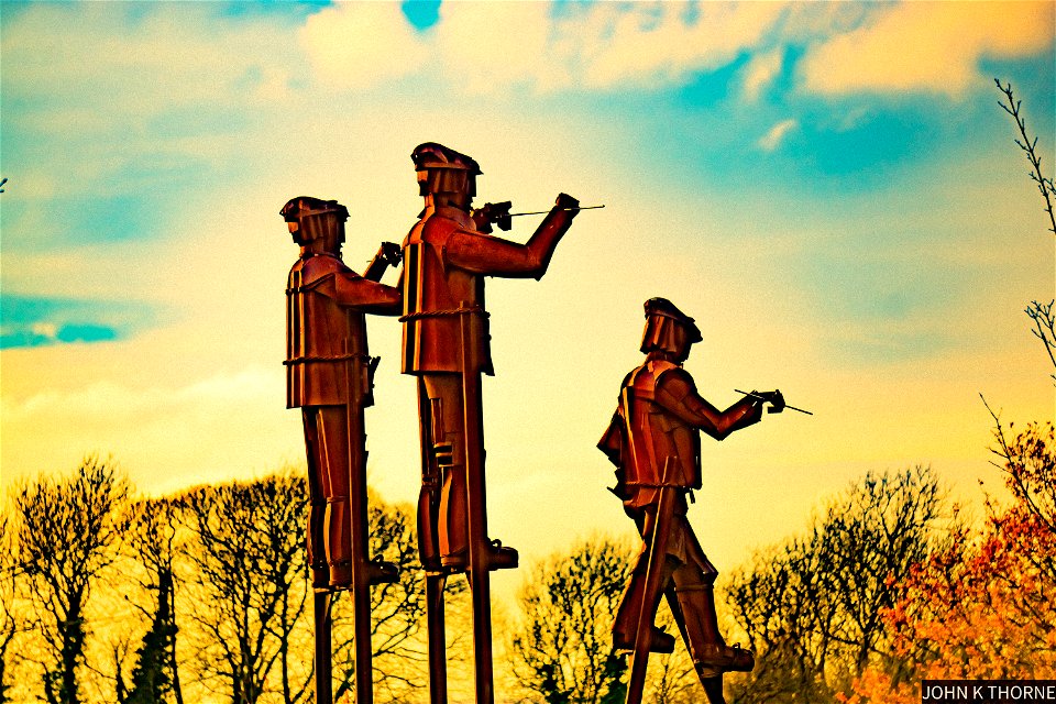 The Hop Stringers Stilt men sculpture
