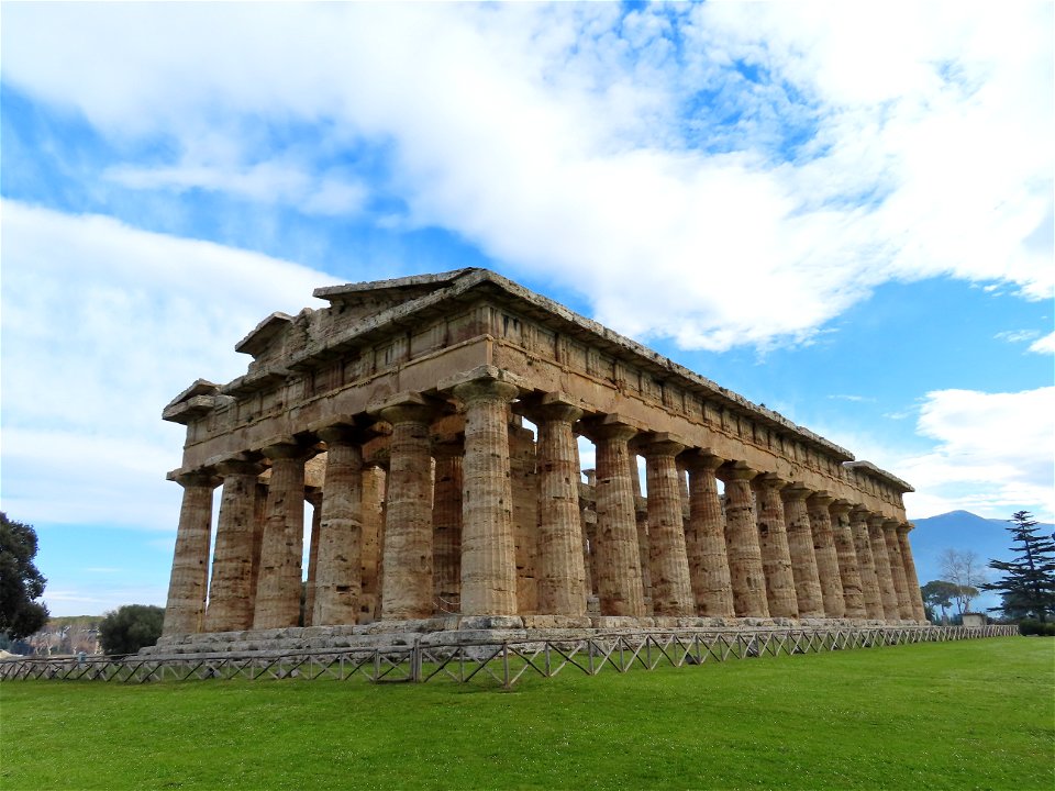 Complete view Temple of Neptune Paestum Itlay