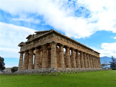 Complete view Temple of Neptune Paestum Itlay