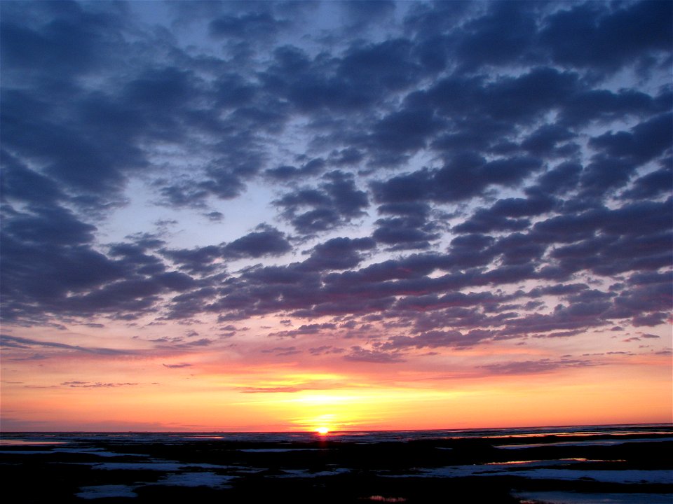 Beautiful sunset on the western coast of Yukon Delta NWR