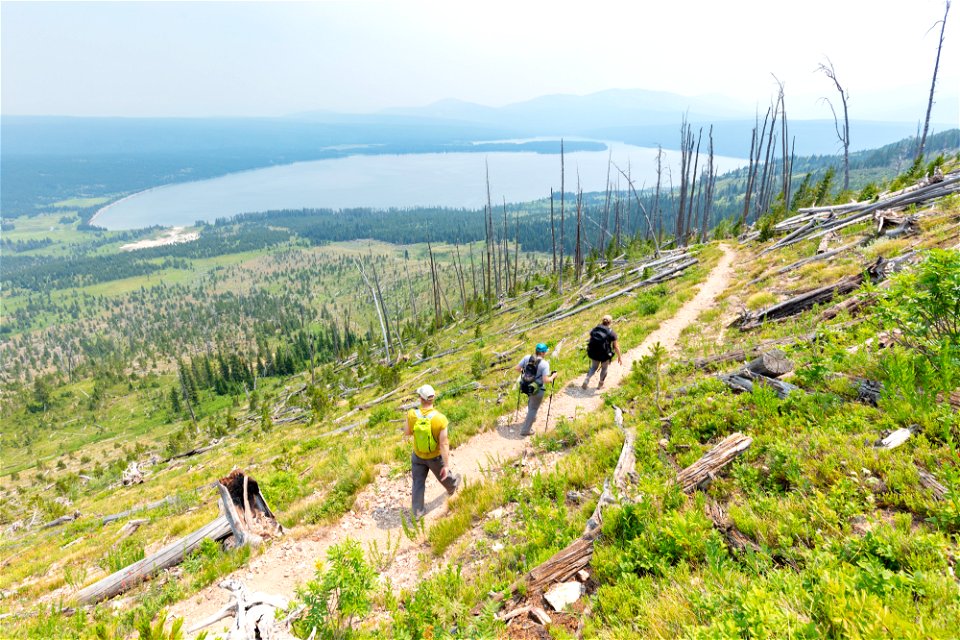 Hikers descend Mt. Sheridan Trail