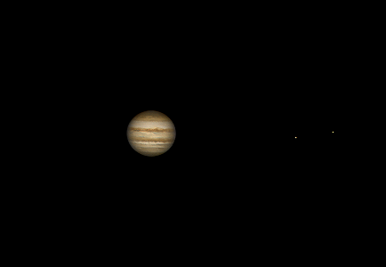 Jupiter on 9-27-22 with Io and Europa on the right photo