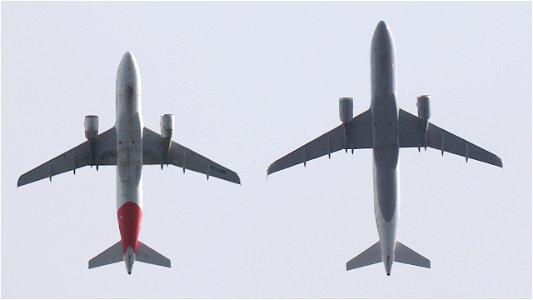 Airbus A319-111 EC-KHM Iberia to Madrid (18900 ft.) &  Airbus 320-214 D-AIUS Lufthansa to Jerez (18400 ft.)