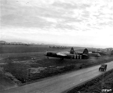 SC 195707 - Gliders massed at an airport in England await their cargoes of airborne troops for the invasion of Holland. 17 September, 1944.