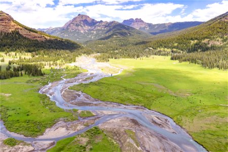 Yellowstone flood event 2022: Confluence of Pebble Creek and Soda Butte Creek (after)