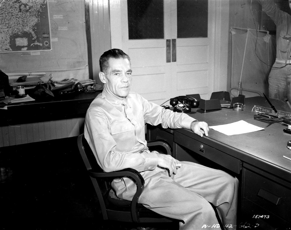 SC 151473 - Brig. Gen. Wm. H. White, recently promoted from Col. seated at his desk in the headquarters, Hawaii.