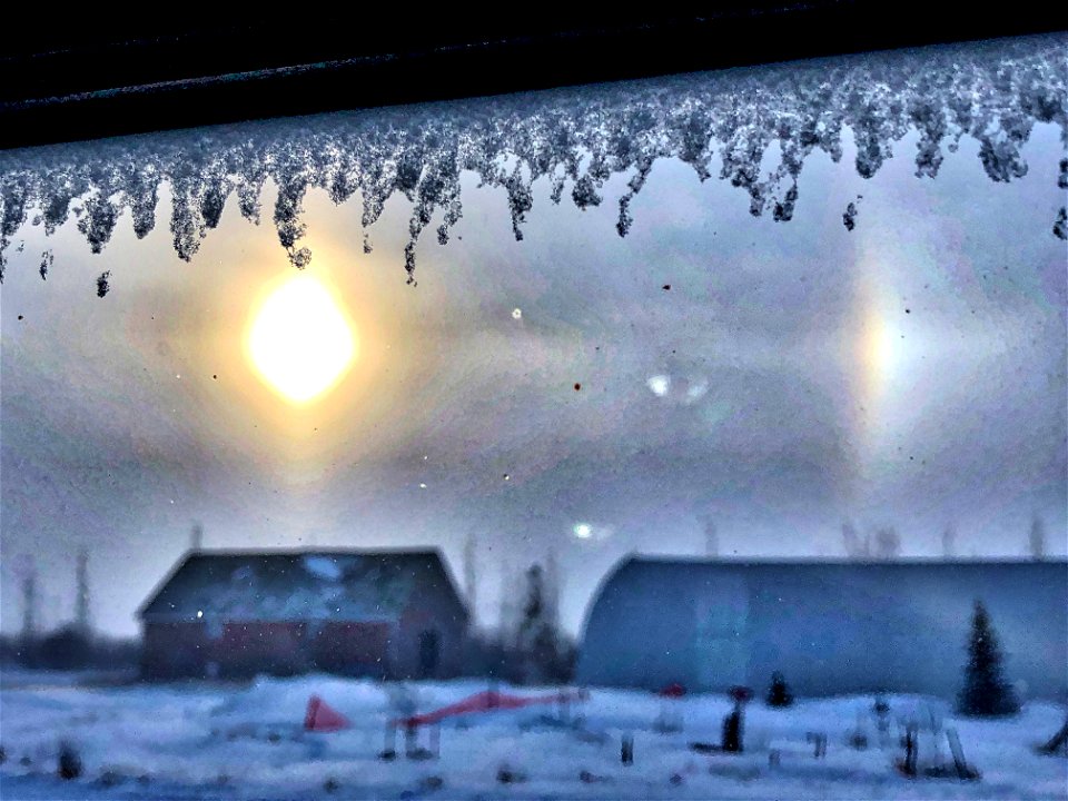 Sun Dog Through Frosted window