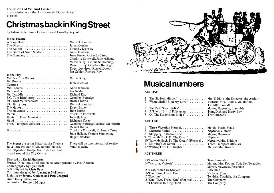 Bristol Old Vic Programme Christmas 1972