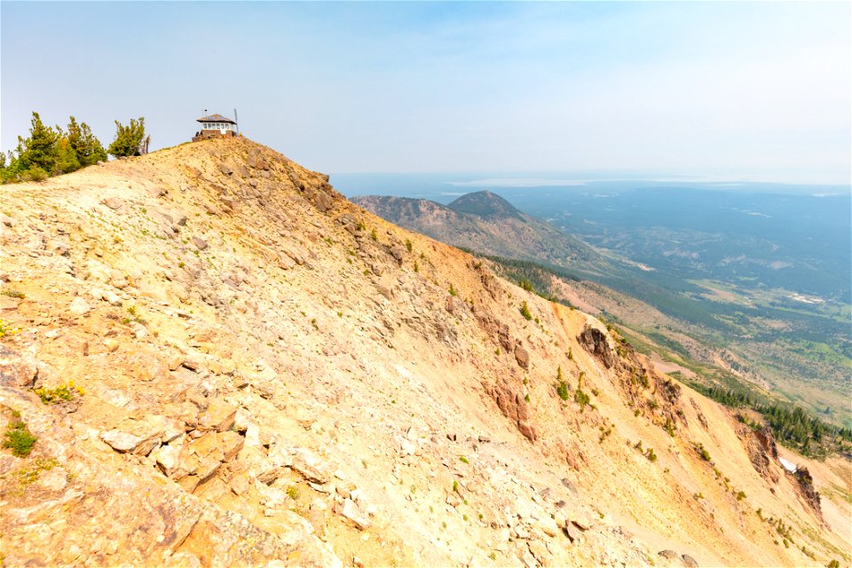 Mt. Sheridan Fire Lookout and view to the north