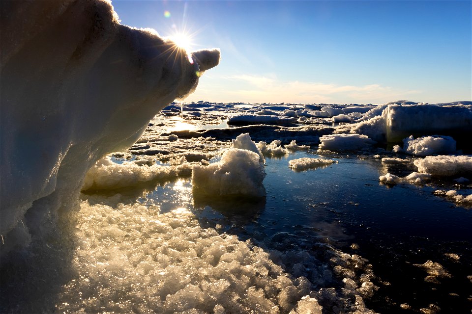 Midnight sun and sea ice
