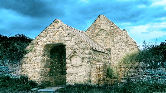 The ancient church of St Tanwg is situated in the sand dunes at Llandanwg, it is reputed to have been founded in the 5th century