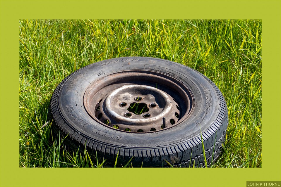 The Wheel flew off someone’s Volkswagen Camper. It bounced over the hedge and landed in the field.