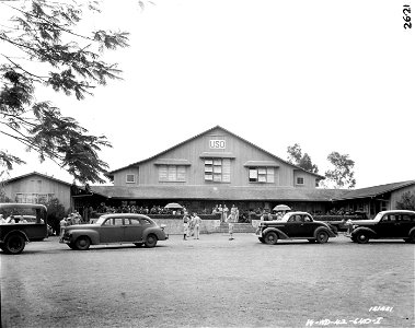 SC 151451 - Front view of the new USO recreation building during dedication in Hawaii. photo