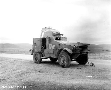 SC 170022 -  A French armored car at an airdrome in North Africa. 17 February, 1943.