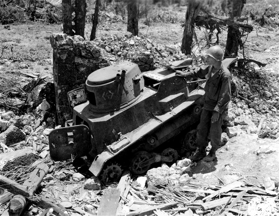 SC 211480 - Jap tankette knocked out in battle for Shuri.