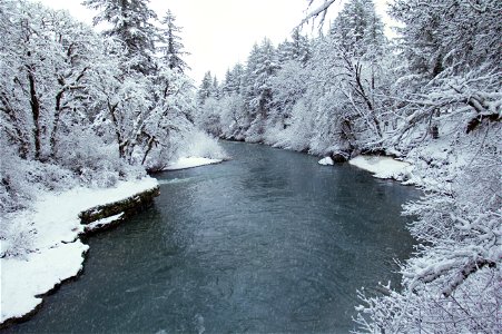 Thomas Creek in snow, Oregon photo