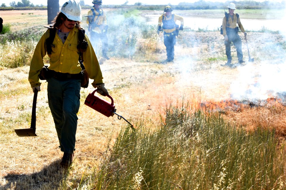 BLM’s Folsom Lake Veterans Crew perform RX Burn at Cosumnes River Preserve restoring critical habitat.