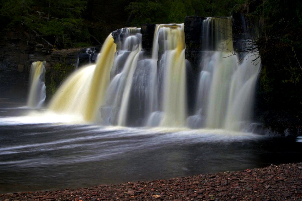 Manabezho Falls on the Presque Isle River, Michigan.