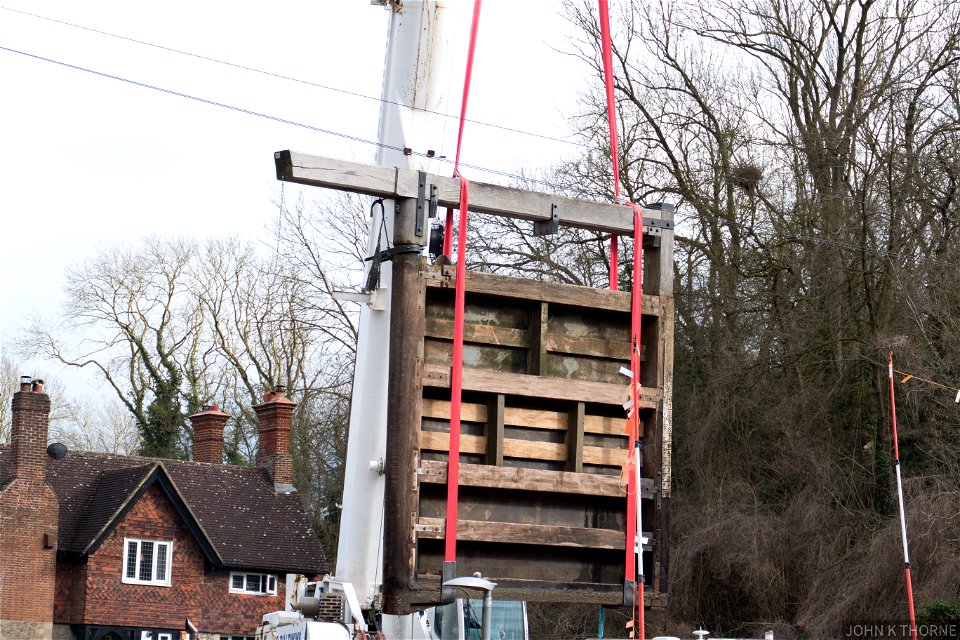 Removing the Lock Gates at Allington Lock River Medway.