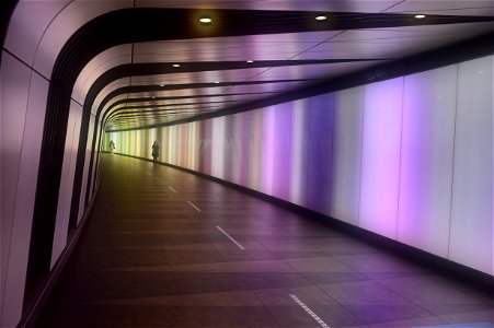Light tunnel at King’s Cross Station photo