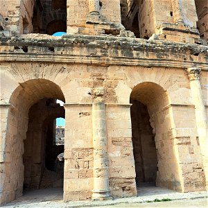 Columns outside Amphitheatre of El Jem Tunisia photo