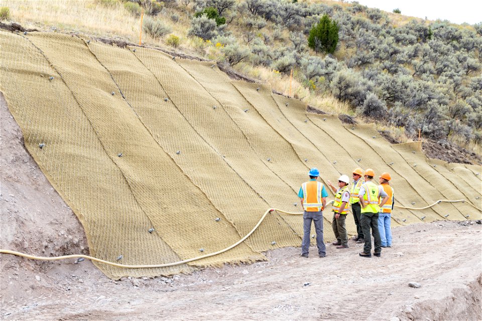 Old Gardiner Road Improvement Project: inspecting mesh walls