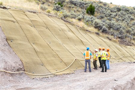 Old Gardiner Road Improvement Project: inspecting mesh walls photo