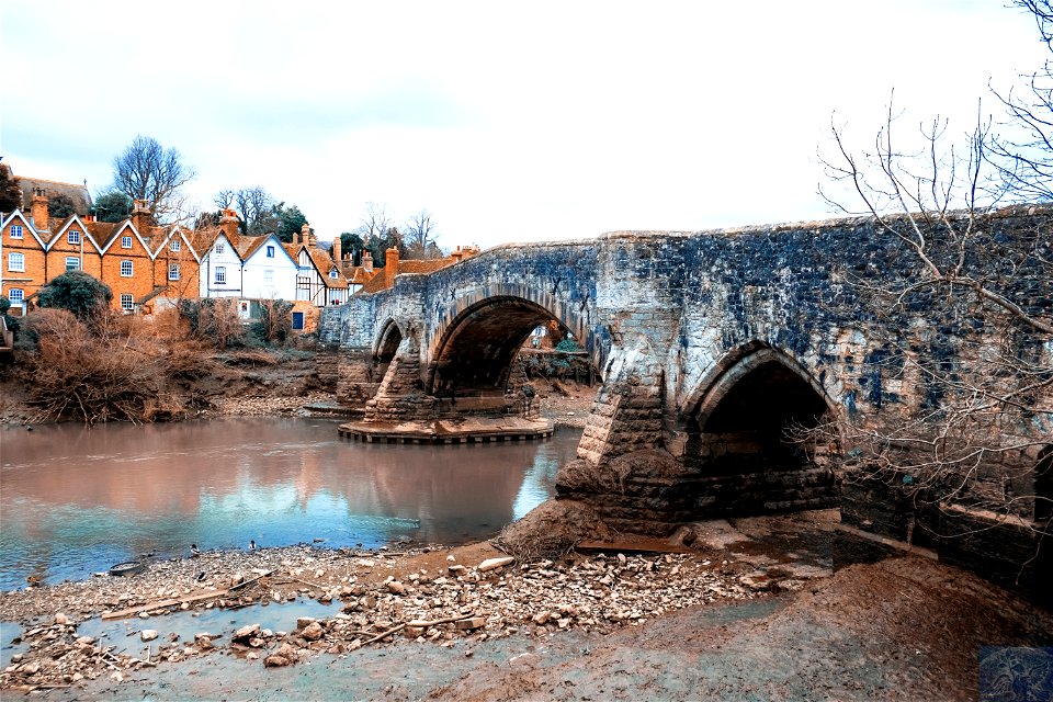 The Old Bridge Aylesford. Low Tide. Half a Sixpence was filmed here.