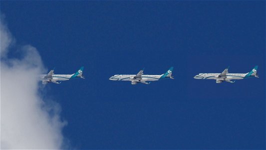 Hiding behind the clouds: Embraer E195LR I-ADJQ Air Dolomiti from Olbia (10900 ft.)
