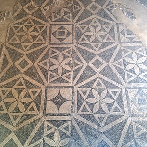 Geometrical Mosaic Suburban Baths Ruins Pompeii Italy