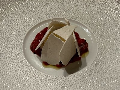 Stracciatella Gelato, Grilled Strawberry, Meringue, Long Pepper photo