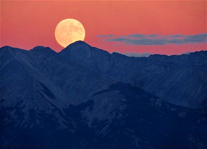 Late Summer Full Moon over Blanca Peak (Sisnaajini) photo