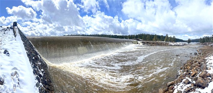 Upper Lake Mary dam overflowing photo