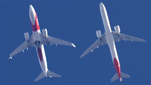 Boeing 737-8K5 D-ATUZ TUI (RIU Hotels & Resorts Livery) to Fuerteventura (16500 ft.) & Embraer E195-E2 HB-AZJ Helvetic Airways to Zurich (19200 ft.)