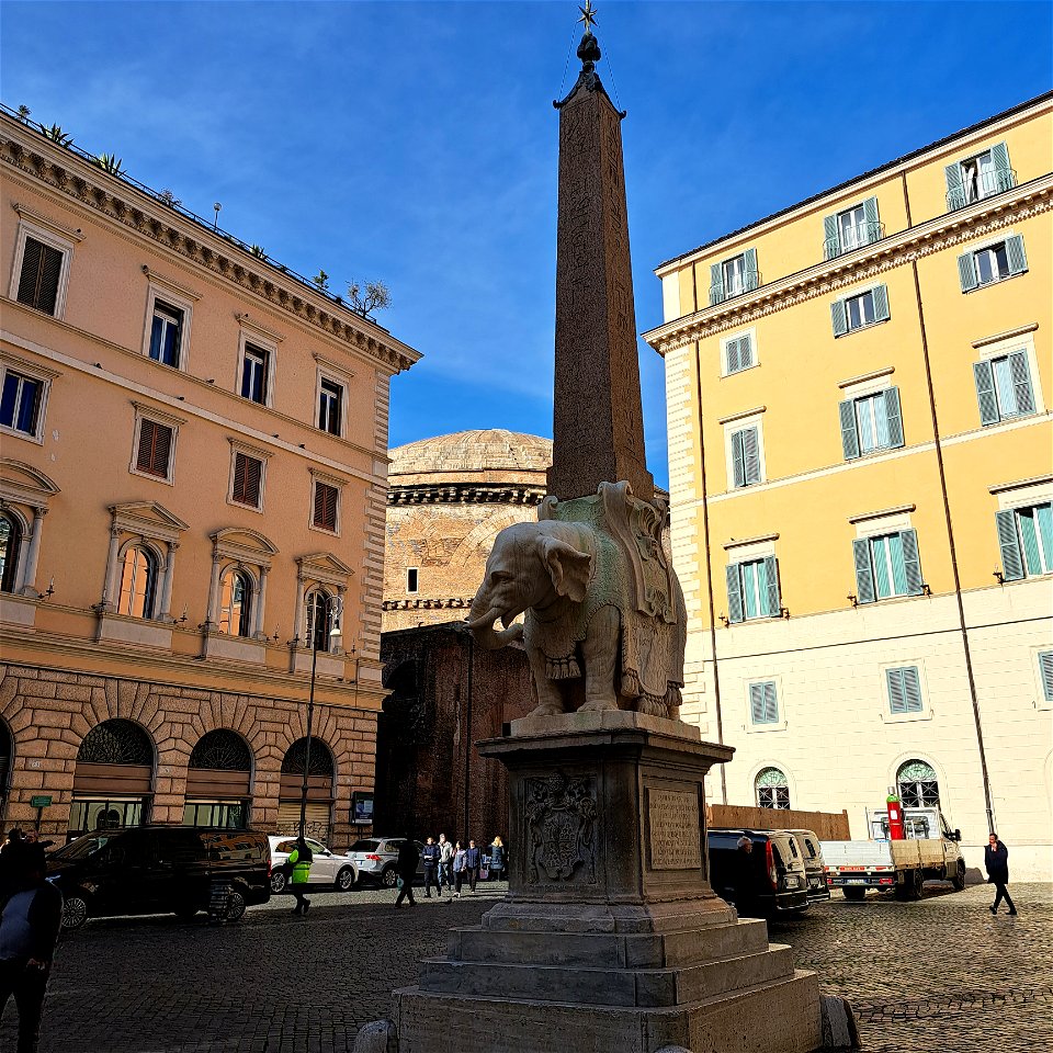 Elephant Obelisk outside of Basilica di Santa maria Sopra Minerva Rome Italy