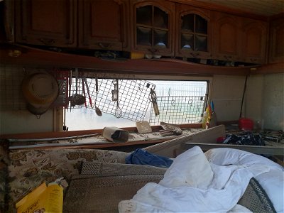 hoog water in de caravan