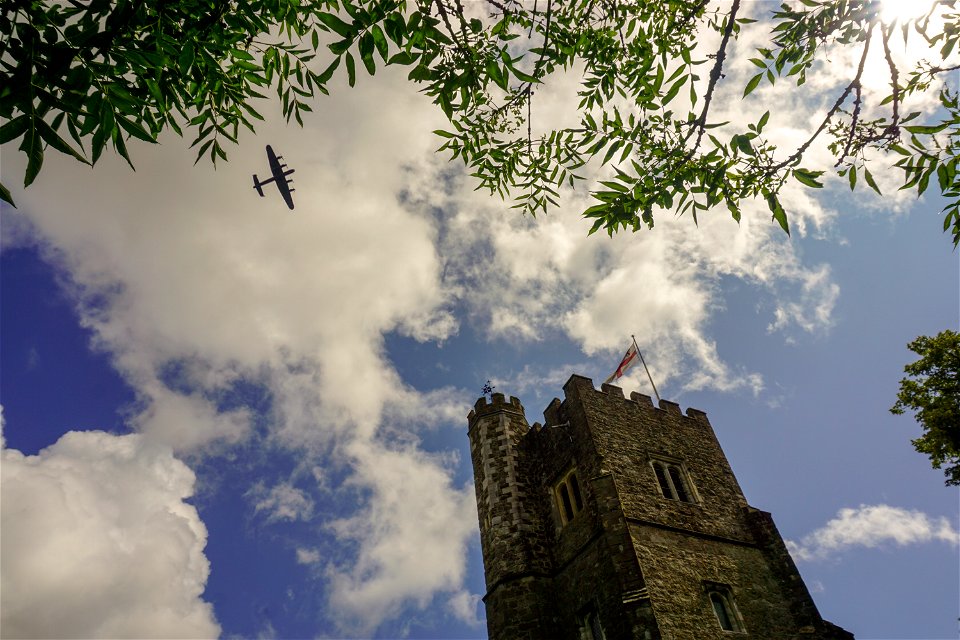 Chevening Church Lancaster Flying over