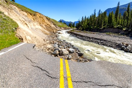 Yellowstone flood event 2022: Northeast Entrance Road washout near Trout Lake Trailhead (4) photo
