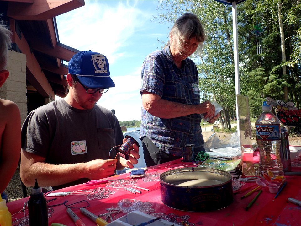 R7 Kanuti NWR Friends Volunteers Joseph and Betty help at Dragonfly Day