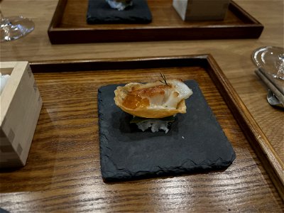 Maine Scallop four ways, yuzu gel fennel.